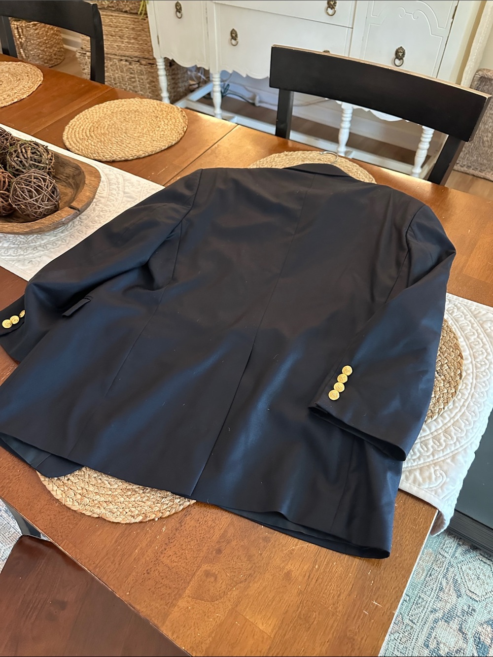 Lauren Ralph Lauren Navy Wool-Blend Blazer with Green Label - Picture 3 of 5